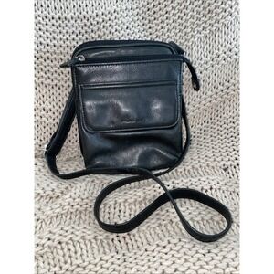 Vintage Fossil Pebble Leather Crossbody Bag Black Travel